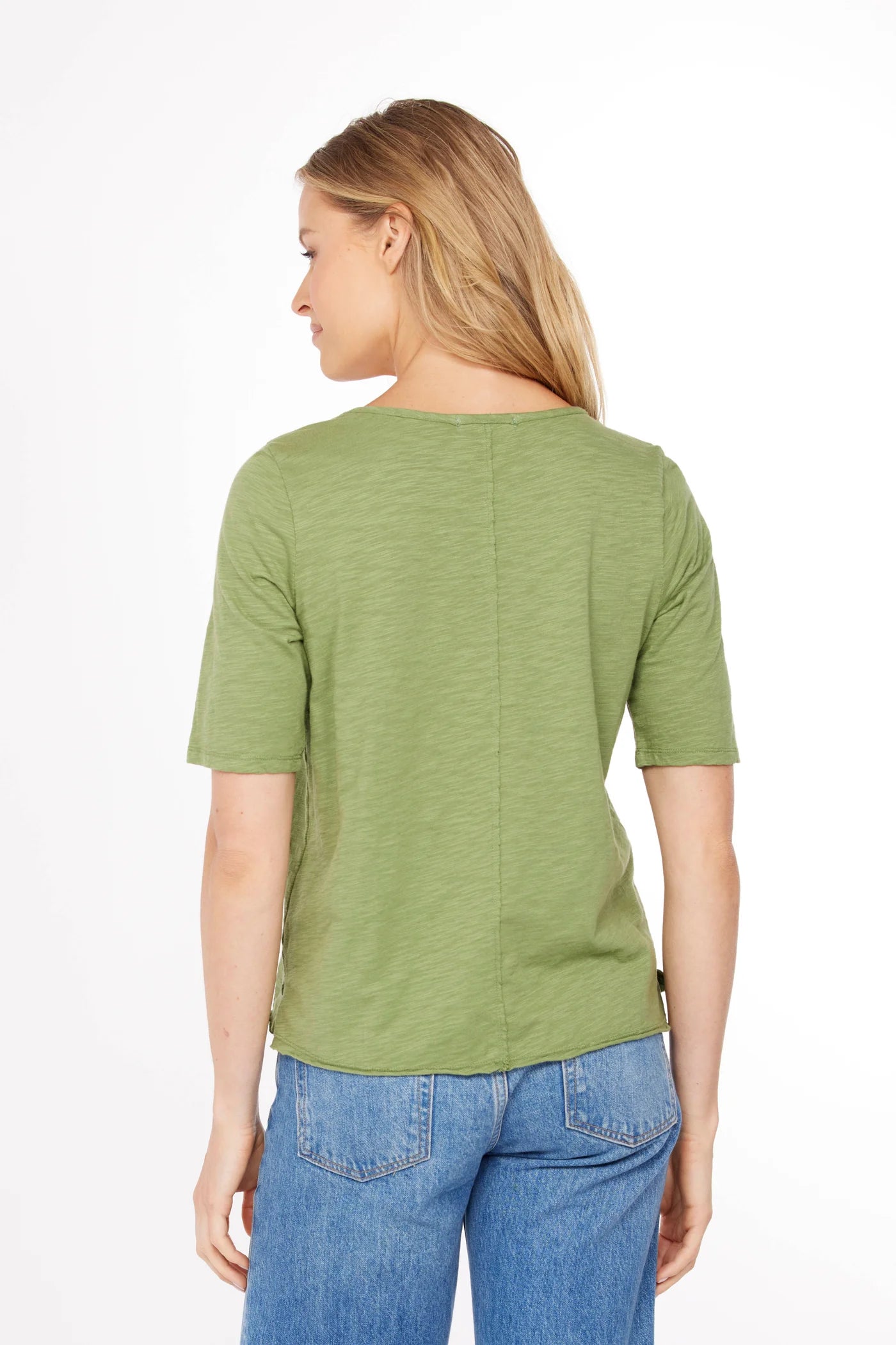 Mododoc – Oversized Cotton Tee with V-Neck Detail