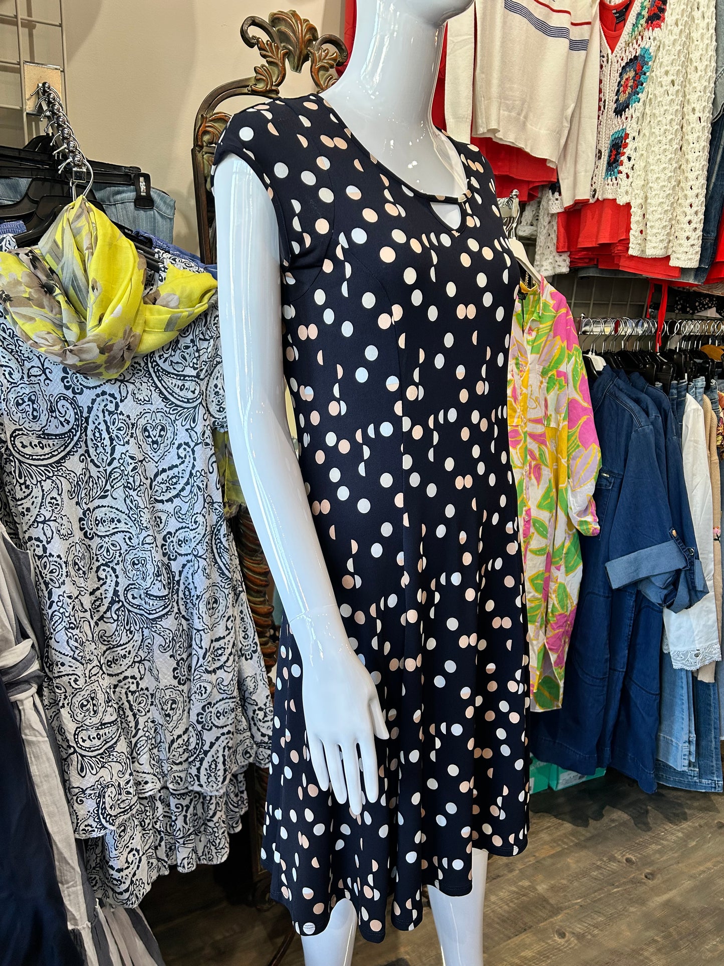 Bali – Polka Dot Sleeveless Dress with Princess Cut