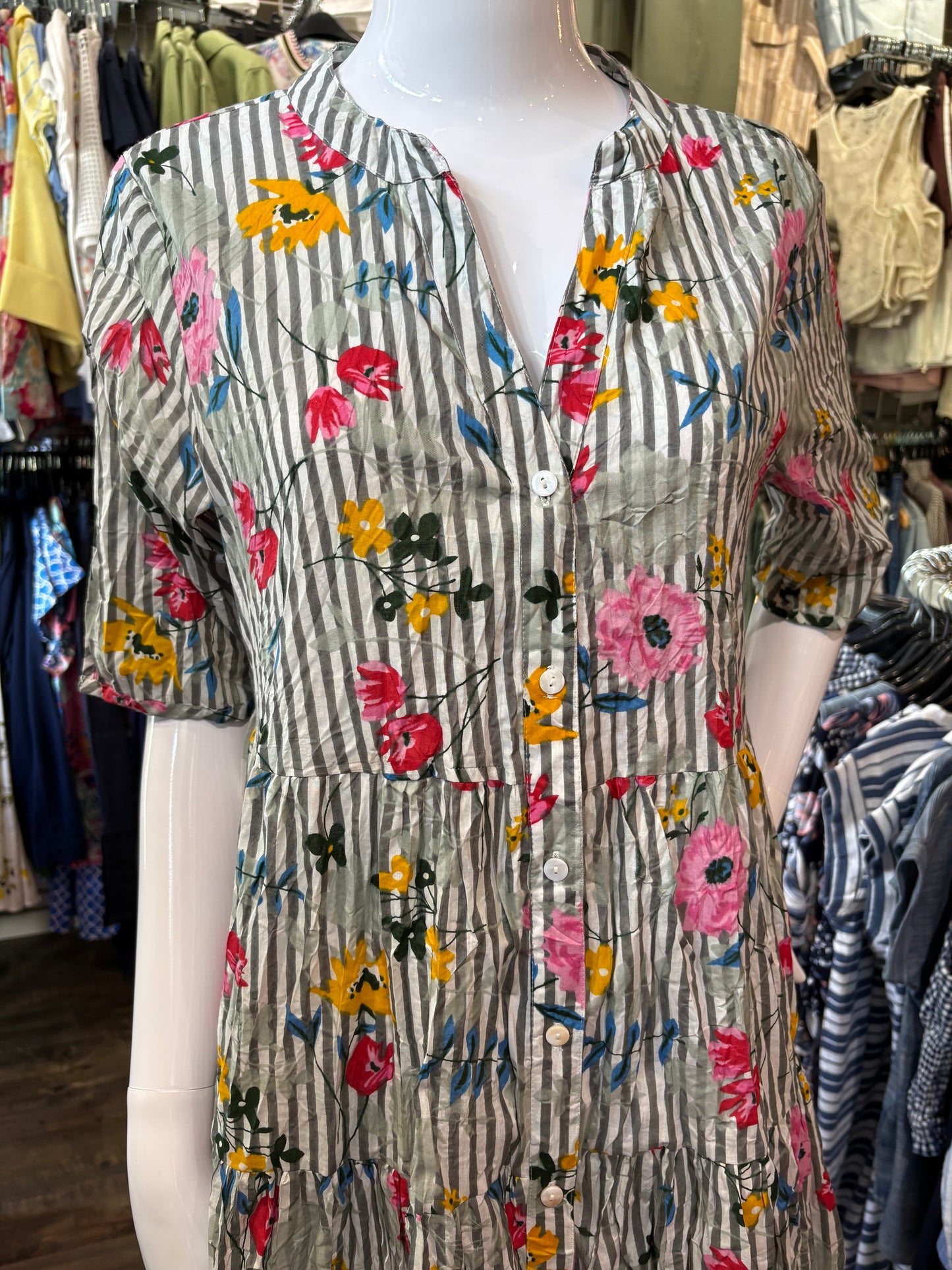 Dress Addict – Stripe Button-Up Fit & Flare Dress