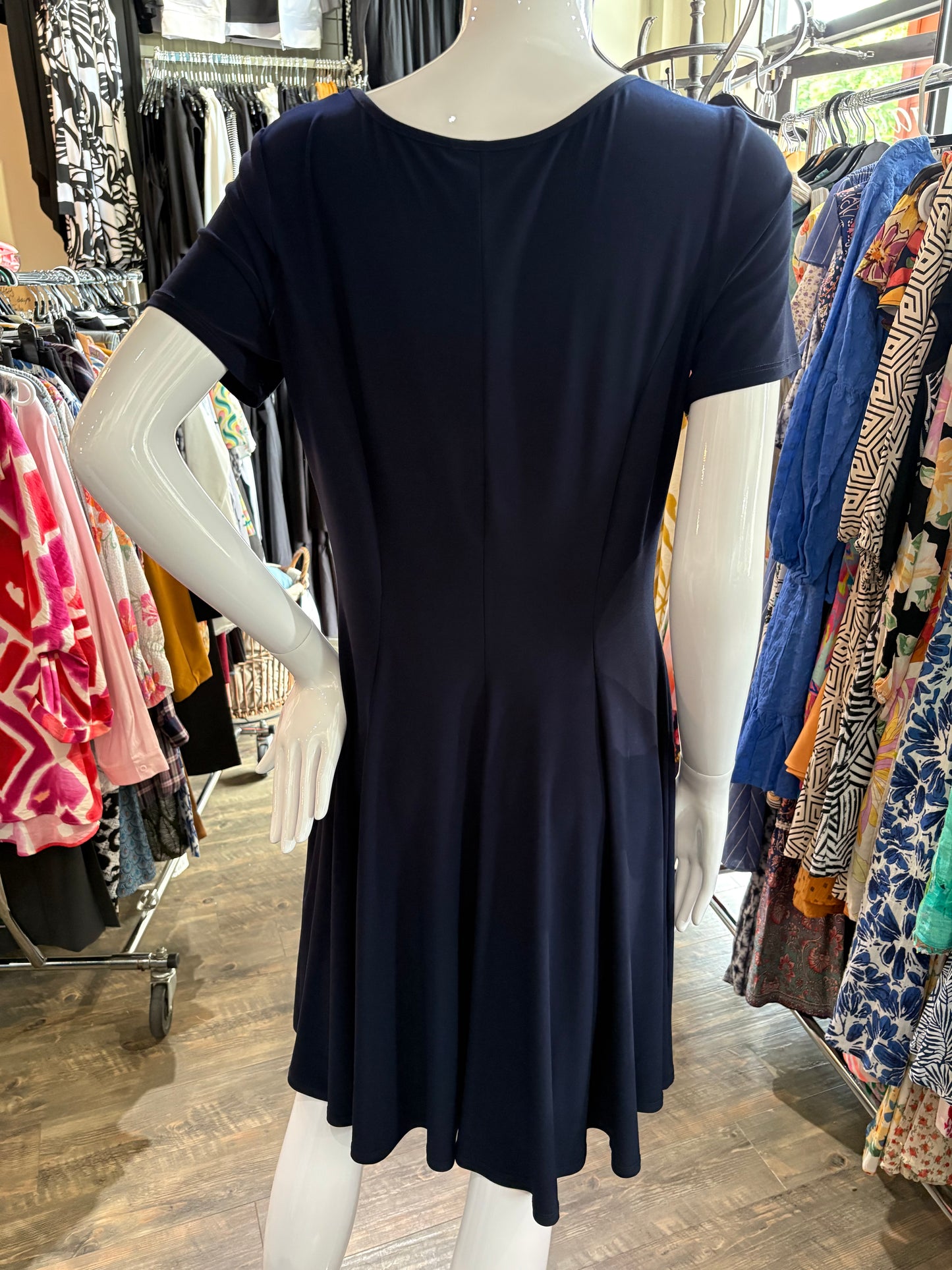 Compli K – Navy Cap Sleeve Fit & Flare Dress