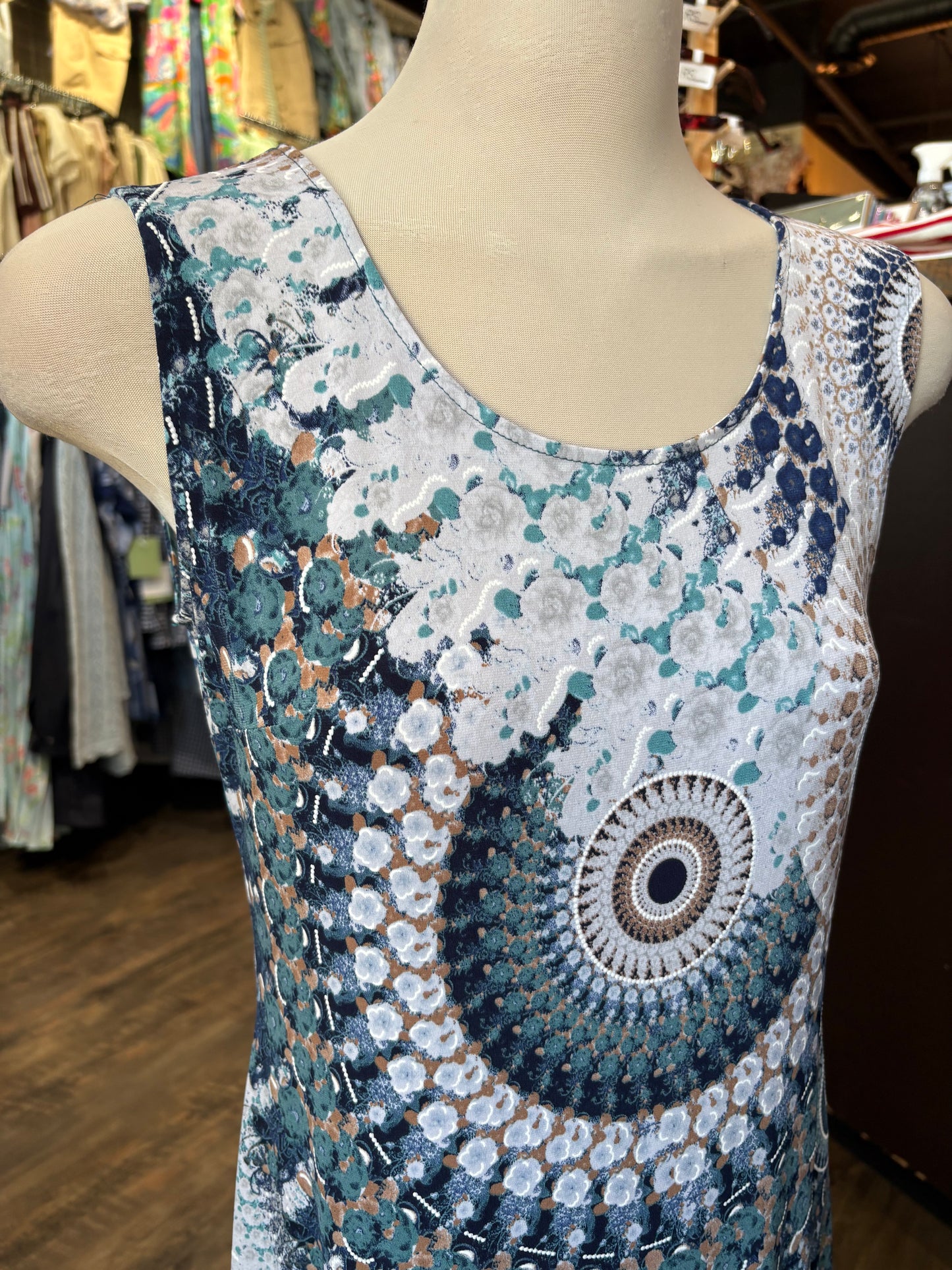 Bali – Fit and Flare Sleeveless Dress (Aqua/Denim/Navy)