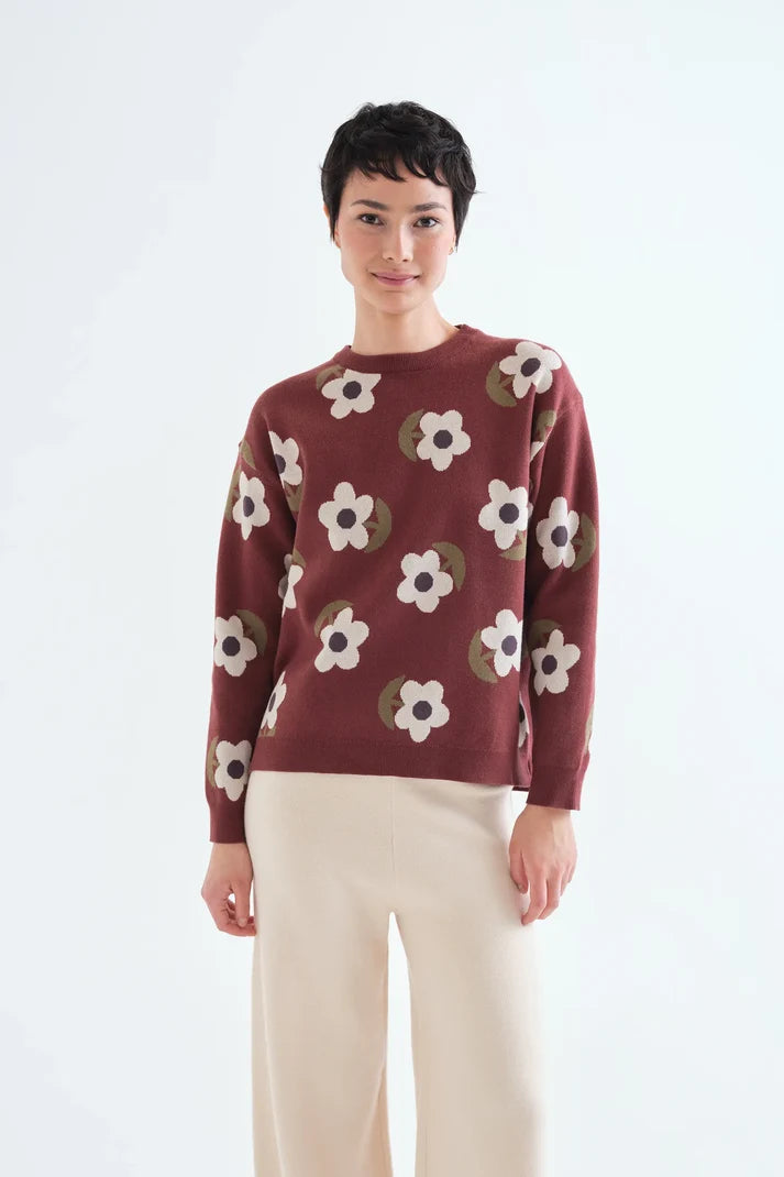 Compañía Fantástica - Santini Print Sweater, Brown - Gayle's Fashions