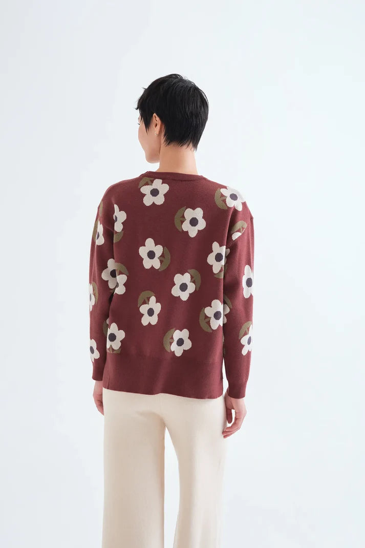 Compañía Fantástica - Santini Print Sweater, Brown - Gayle's Fashions