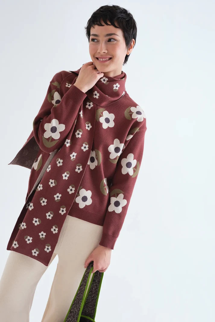 Compañía Fantástica - Santini Print Sweater, Brown - Gayle's Fashions