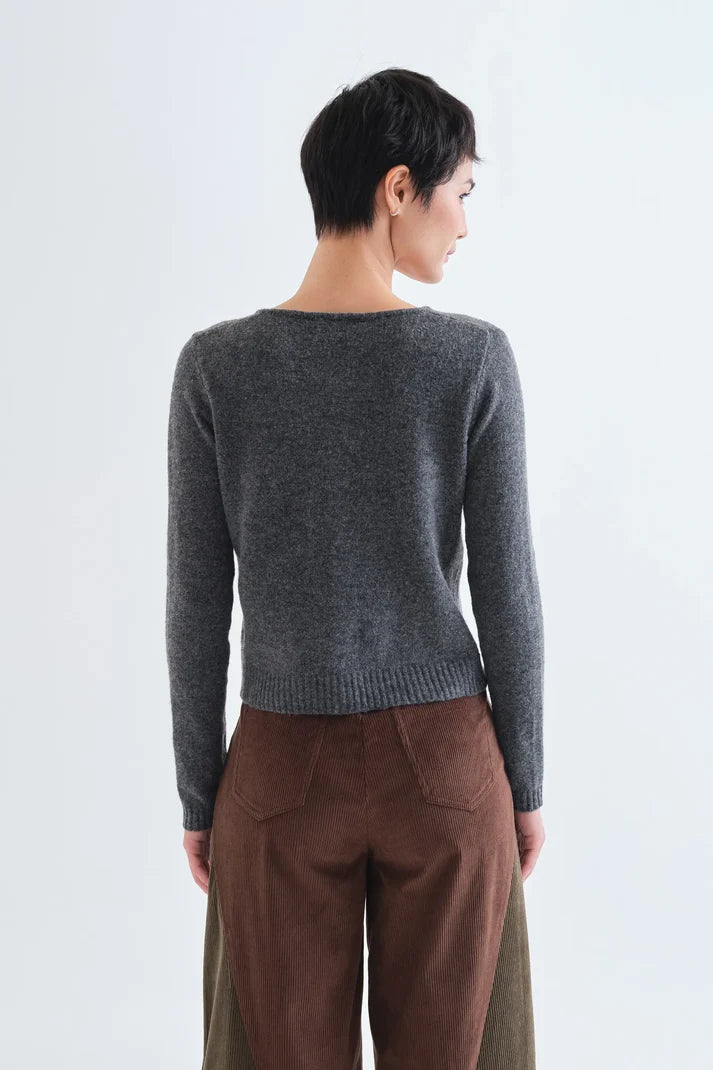 Compañía Fantástica - Cardigan with Heart Buttons, Dark Grey
