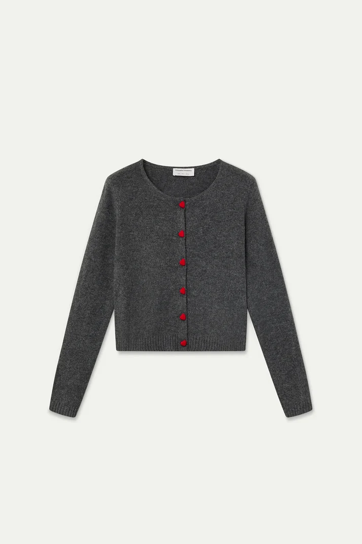 Compañía Fantástica - Cardigan with Heart Buttons, Dark Grey