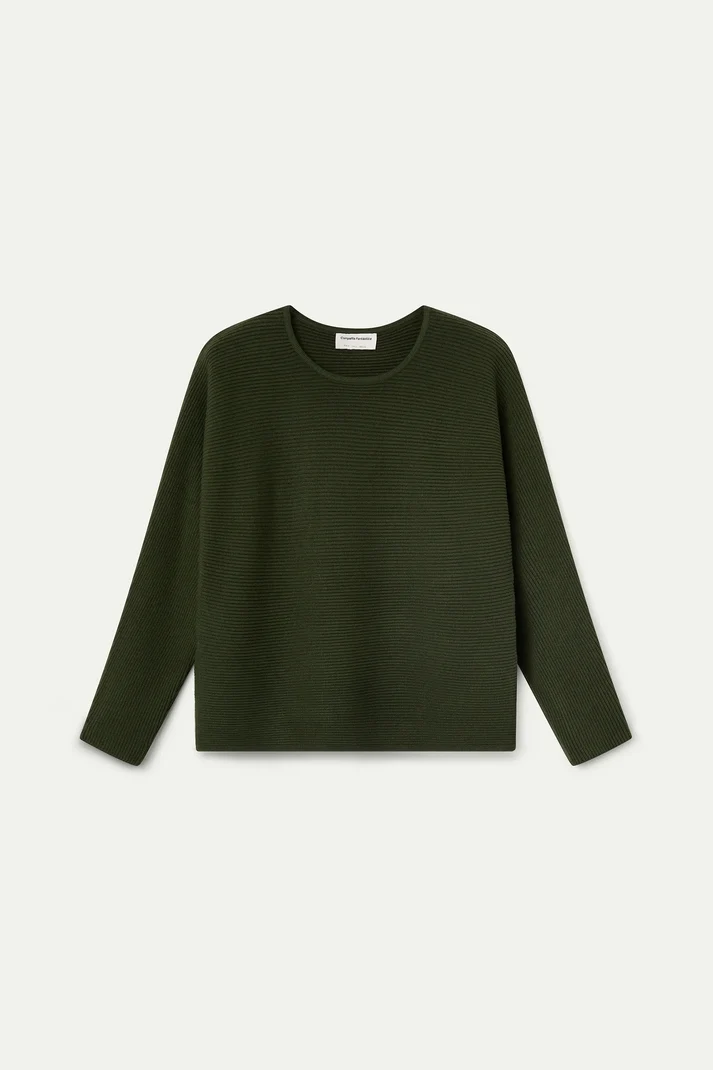 Compañía Fantástica - Striped Knit Sweater, Olive Green