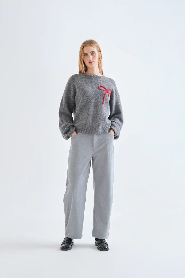 Compañía Fantástica - Red Bow Sweater, Grey