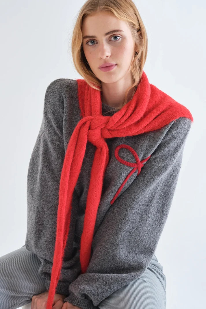Compañía Fantástica - Red Bow Sweater, Grey