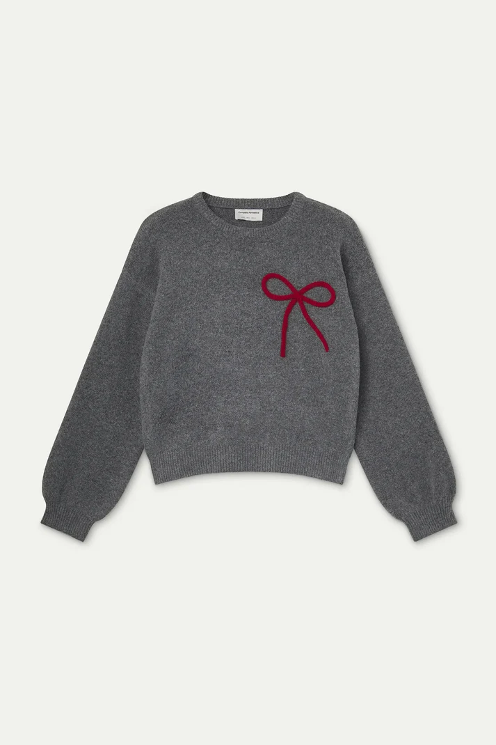 Compañía Fantástica - Red Bow Sweater, Grey