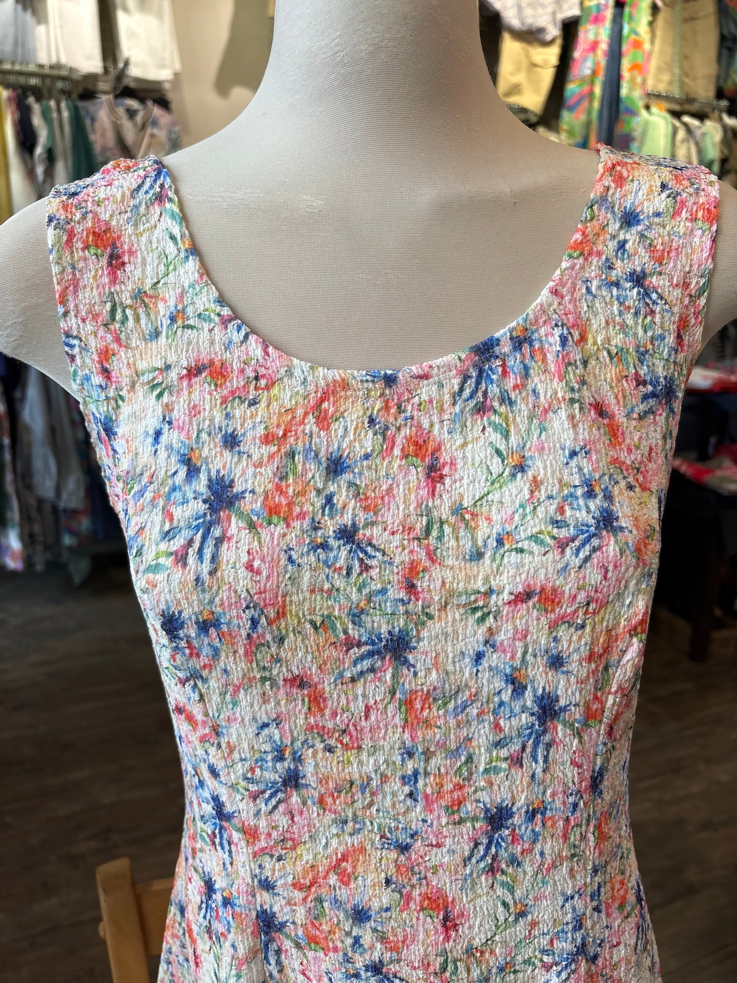 Bali – Sleeveless Fit and Flare Crinkle Dress (Multi)