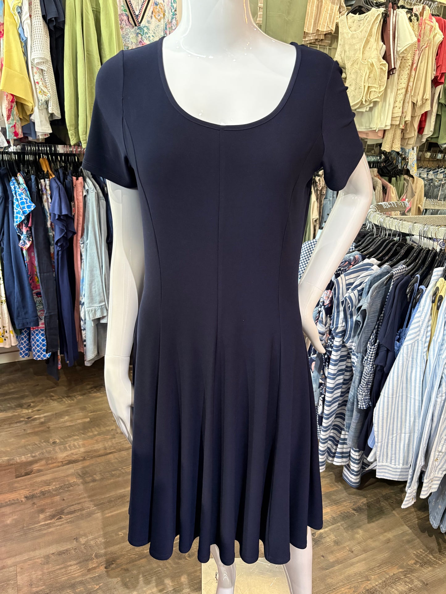 Compli K – Navy Cap Sleeve Fit & Flare Dress