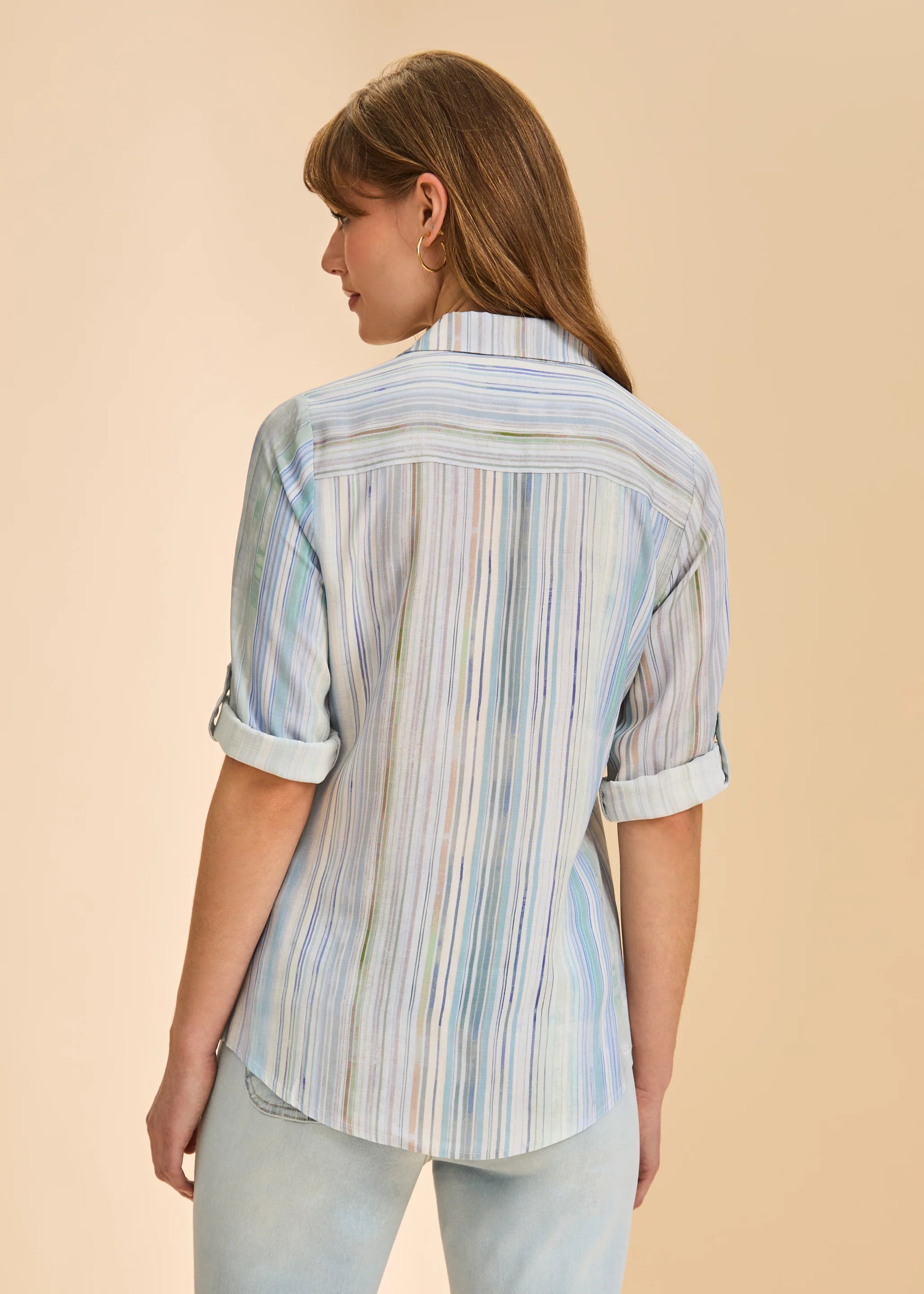 FDJ - Roll Up Sleeve Shirt, Alana Stripe - Gayle's Fashions