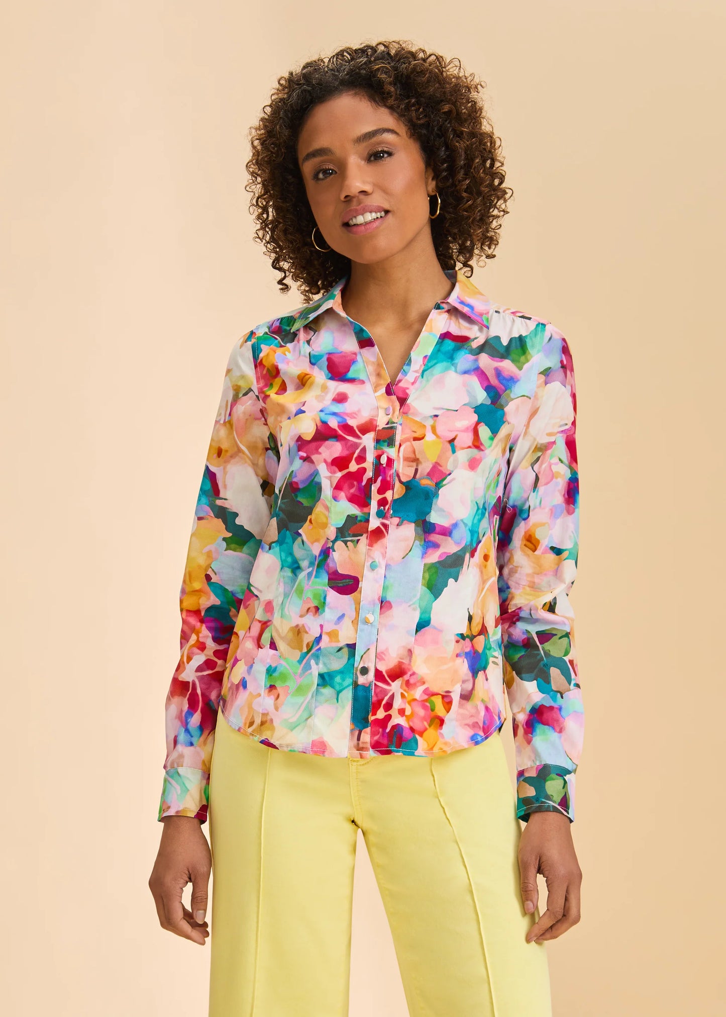 FDJ - Long Sleeve Split Neck Shirt (Stephanie) - Gayle's Fashions