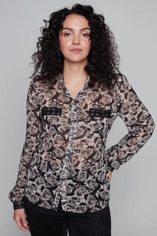 Carré Noir - Rose Printed Blouse