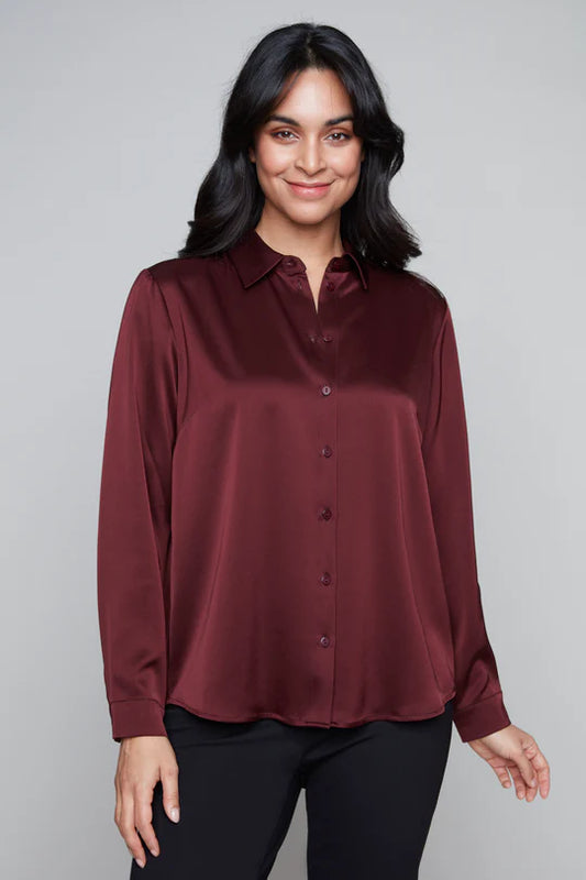 Carré Noir - Satin Long Sleeve Blouse