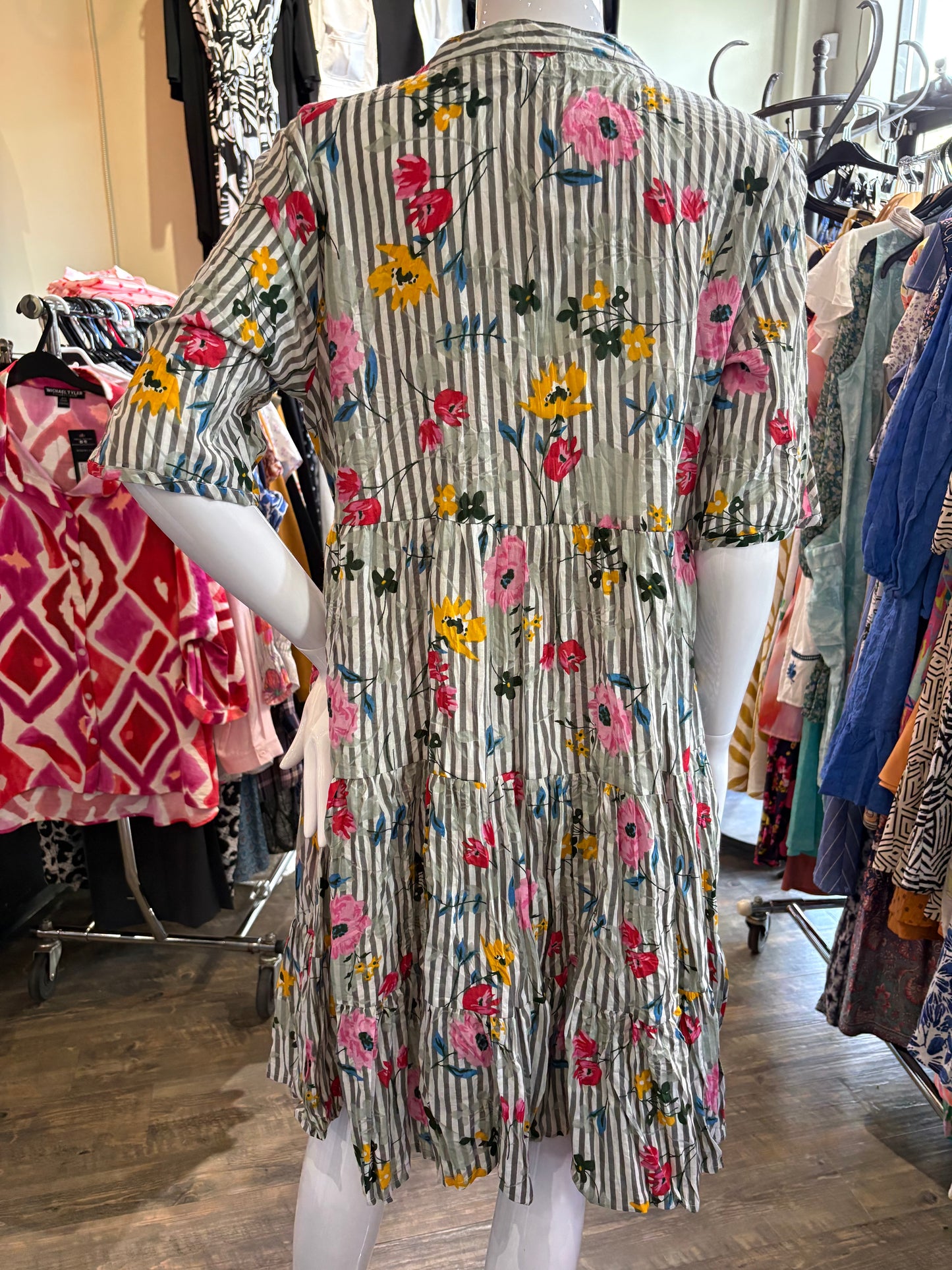 Dress Addict – Stripe Button-Up Fit & Flare Dress