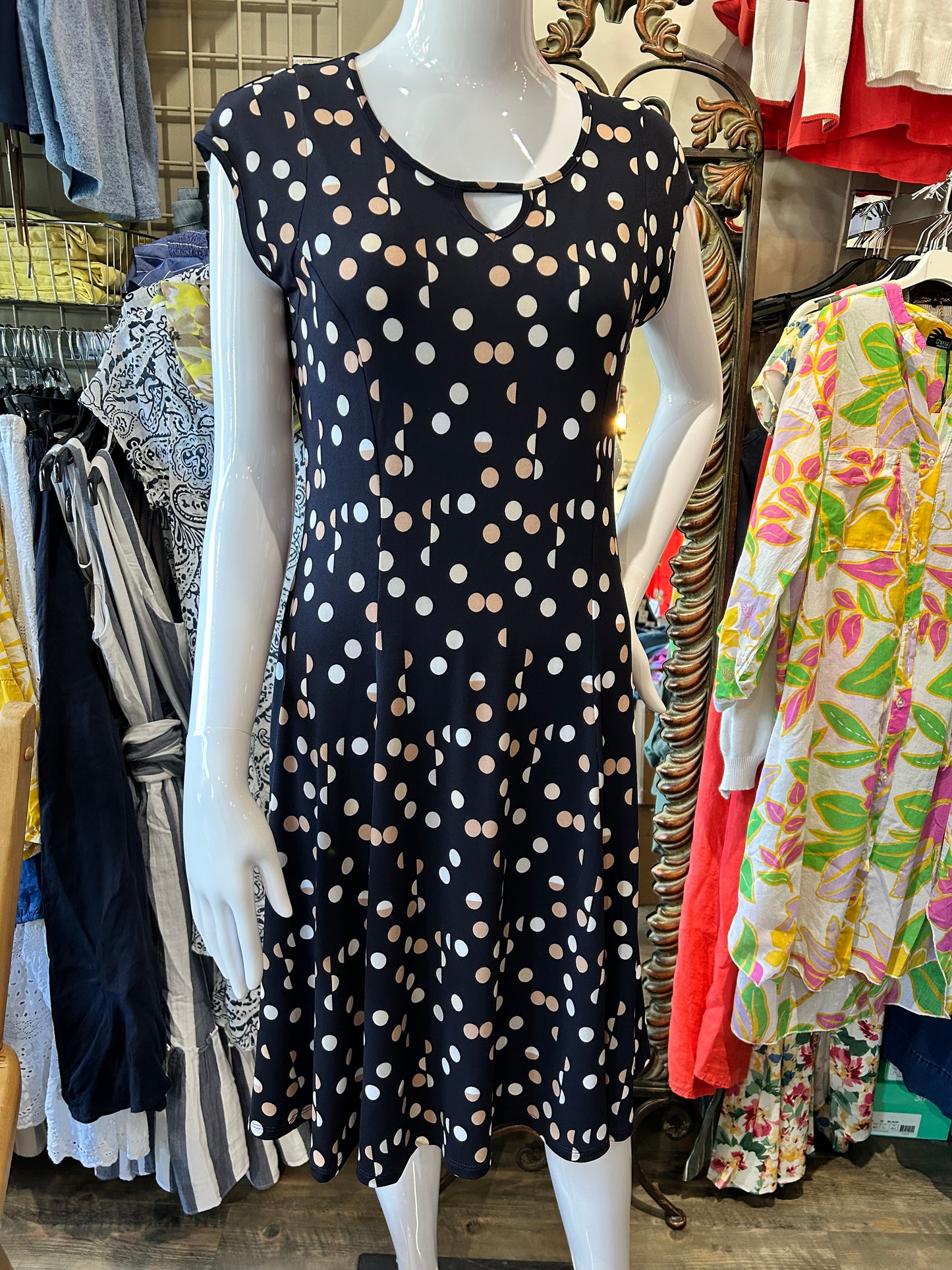 Bali – Polka Dot Sleeveless Dress with Princess Cut