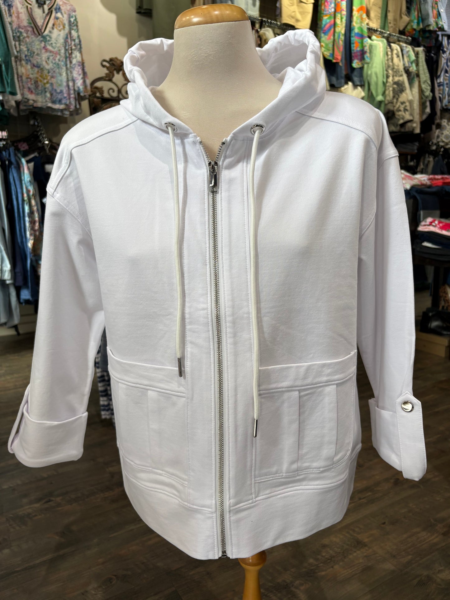 Orly – Zip-Up Hoodie Sweatshirt (white) - Gayle's Fashions