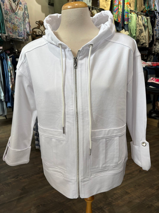 Orly – Zip-Up Hoodie Sweatshirt (white) - Gayle's Fashions
