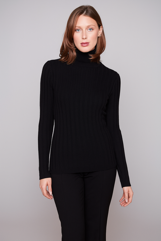 Carré Noir - Cable Knit Turtleneck Sweater - Gayle's Fashions