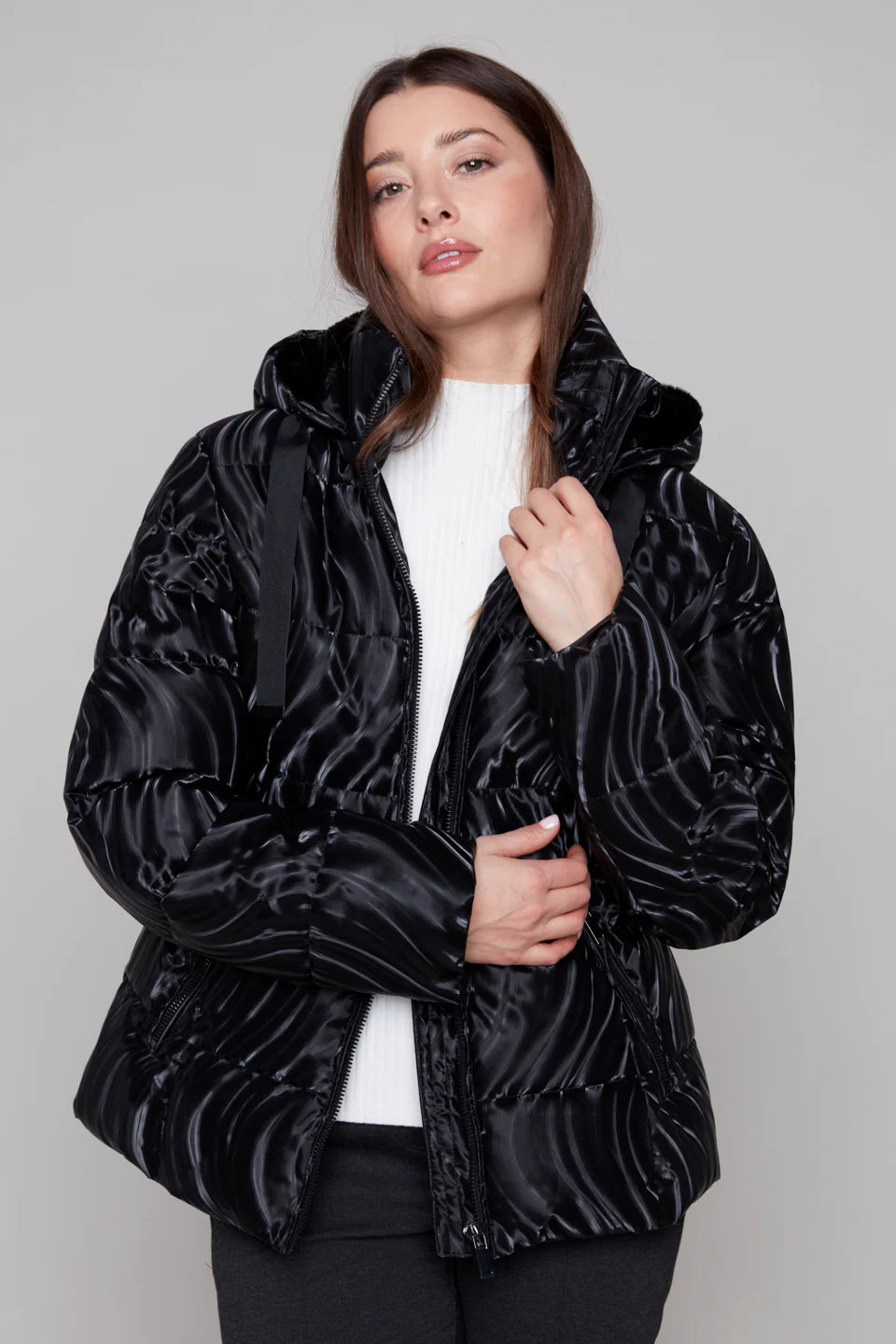 Carré Noir - Insulated Puffer Jacket with Removable Hood, Black