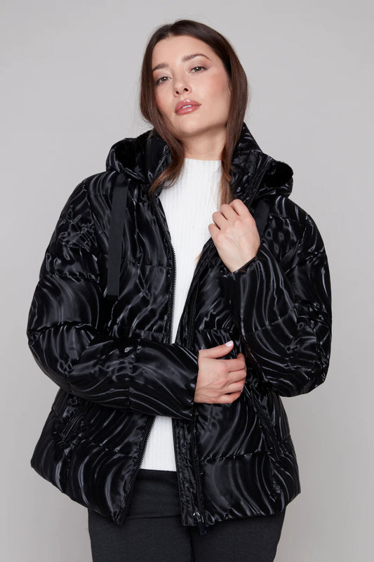 Carré Noir - Insulated Puffer Jacket with Removable Hood, Black