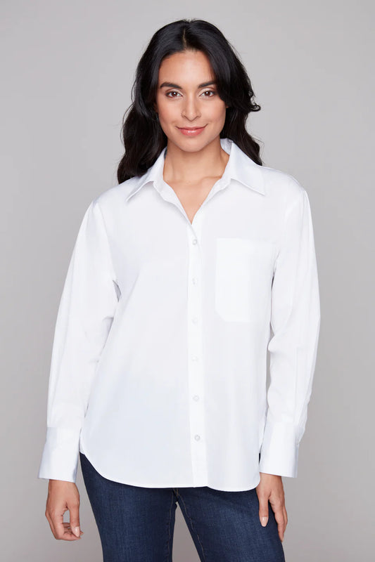 Carré Noir - White Tailored Collared Blouse