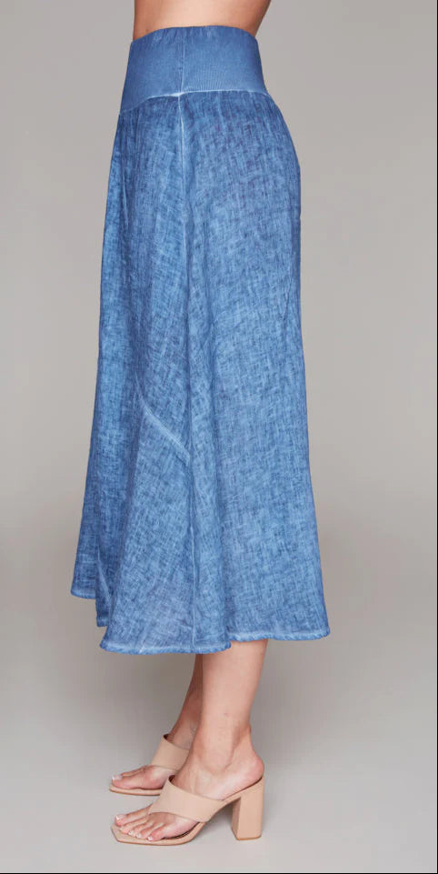 Compli K – Denim Coloured Linen Pull-On Skirt