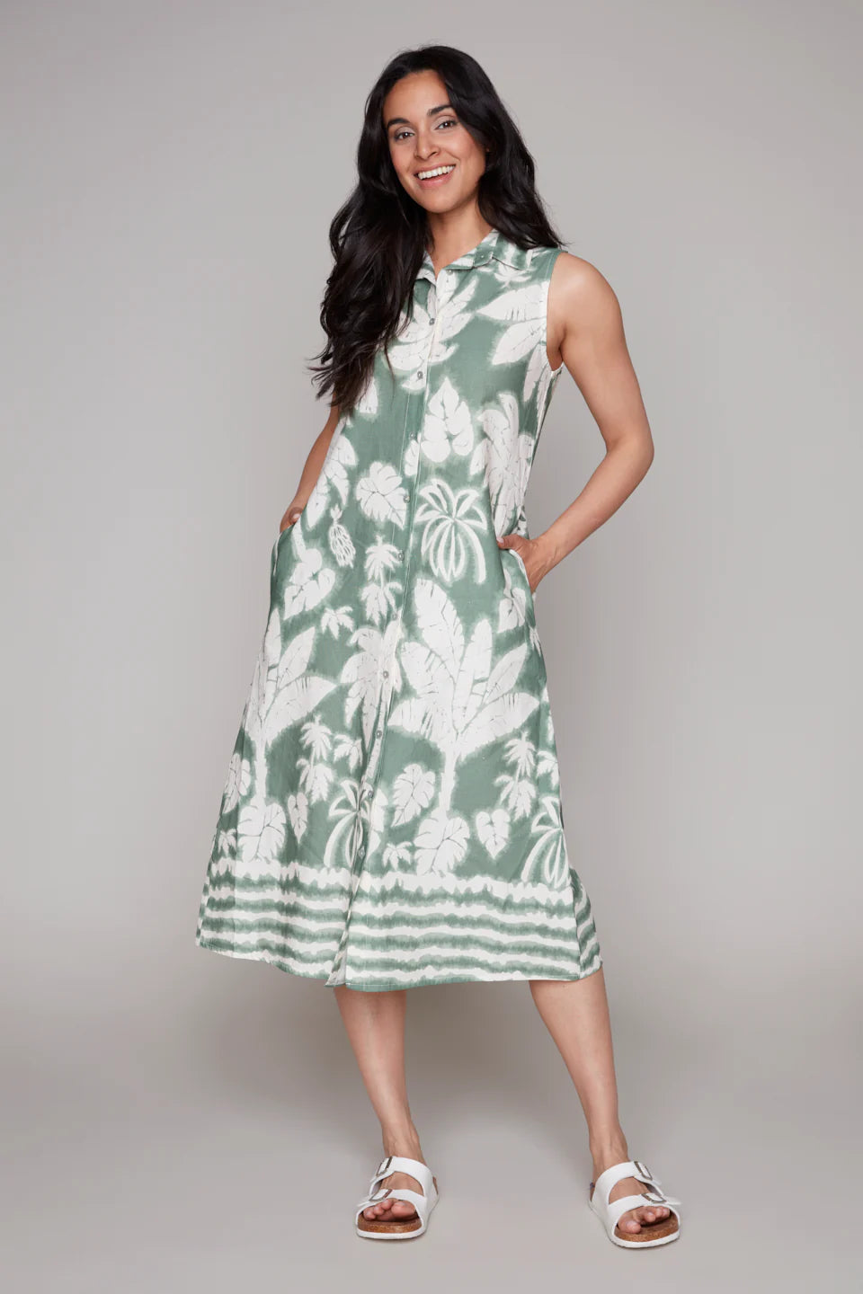 Compli K – Collared Button Front Shift Dress with Pockets