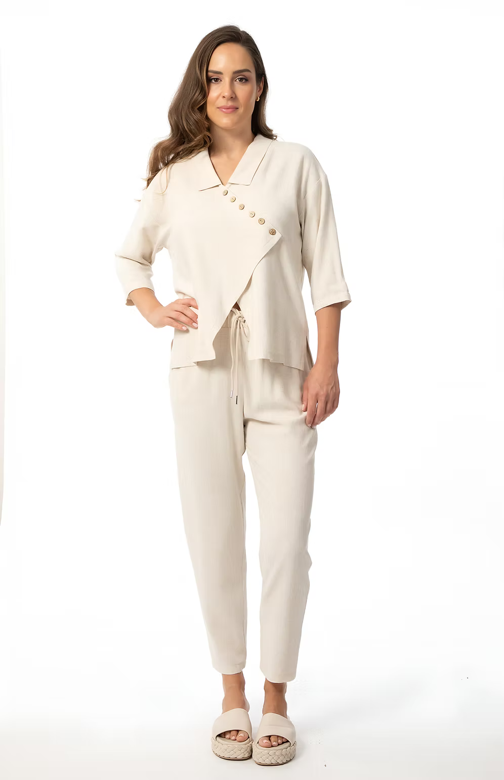Bali – Half Sleeve Blouse with Angle Button Detail - Gayle's Fashions