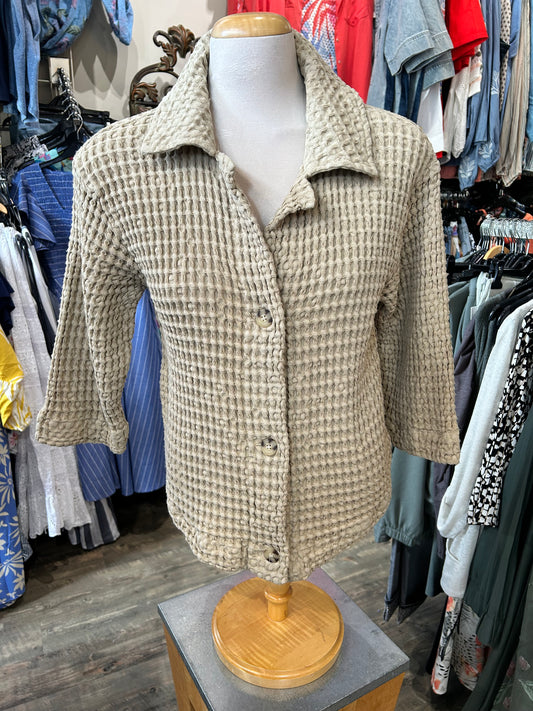 Mododoc – Waffle Waistcoat Swing Coat with Buttons