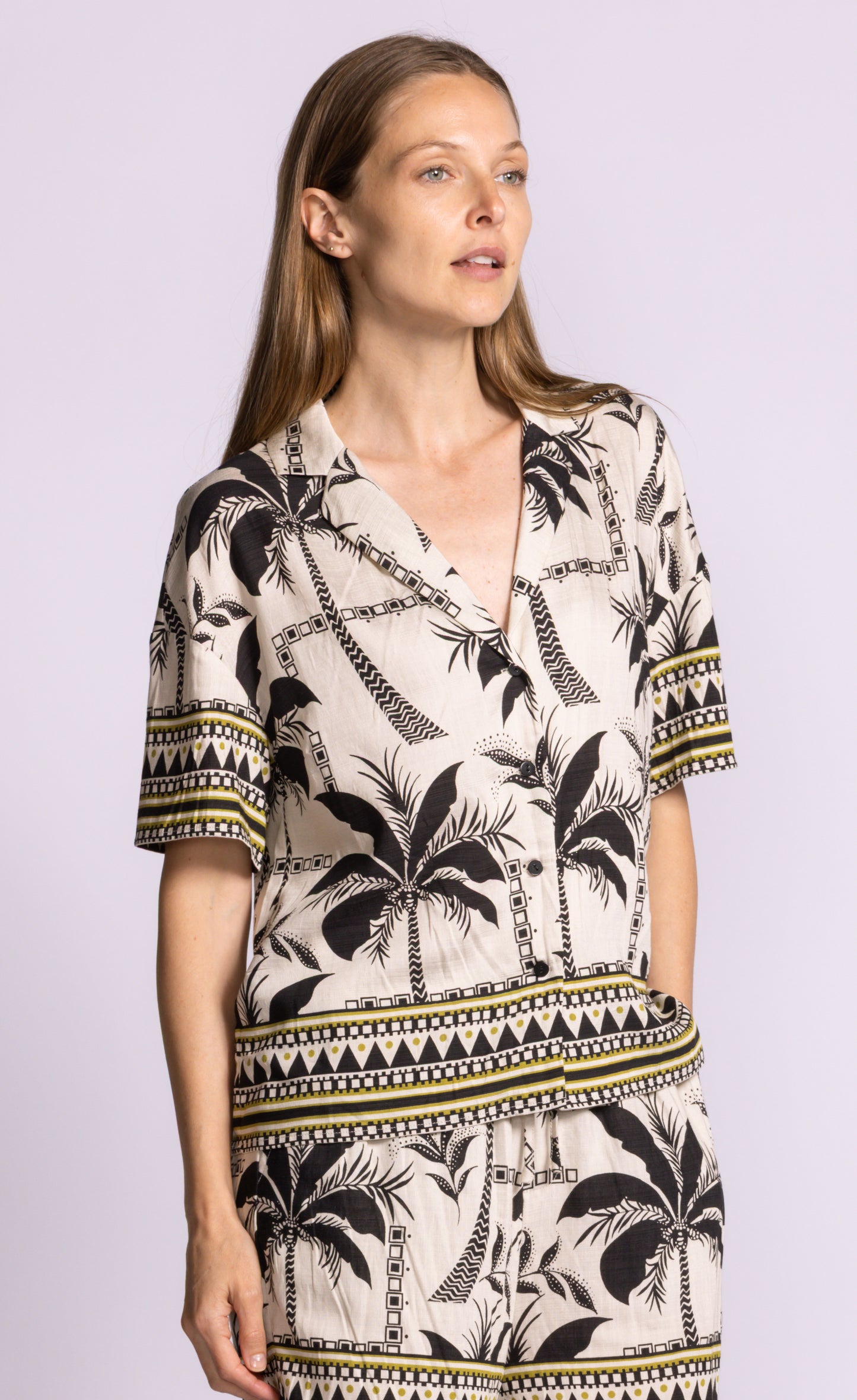 Pink Martini - Ramona Top (Black Palm Print) - Gayle's Fashions