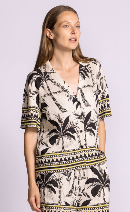 Pink Martini - Ramona Top (Black Palm Print) - Gayle's Fashions