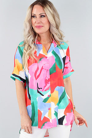 Michael Tyler - Button Down Cap Sleeve Shirt - Gayle's Fashions