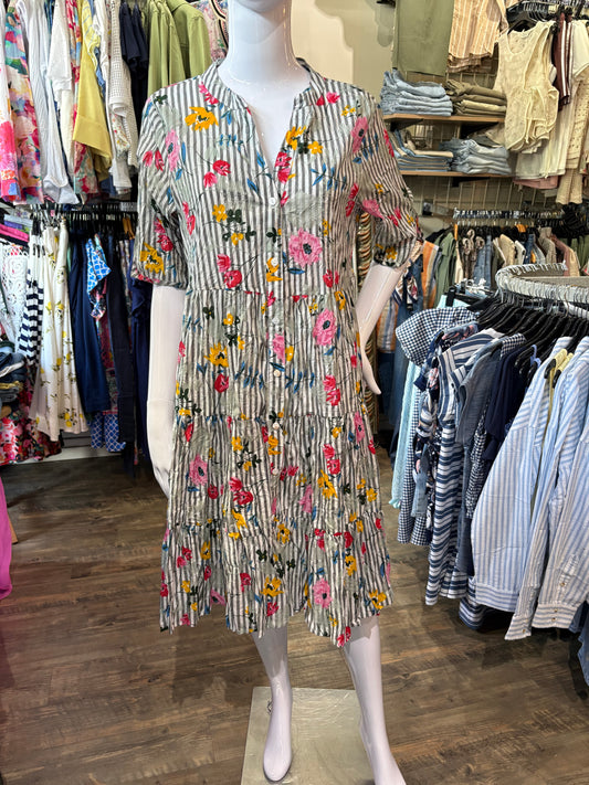 Dress Addict – Stripe Button-Up Fit & Flare Dress