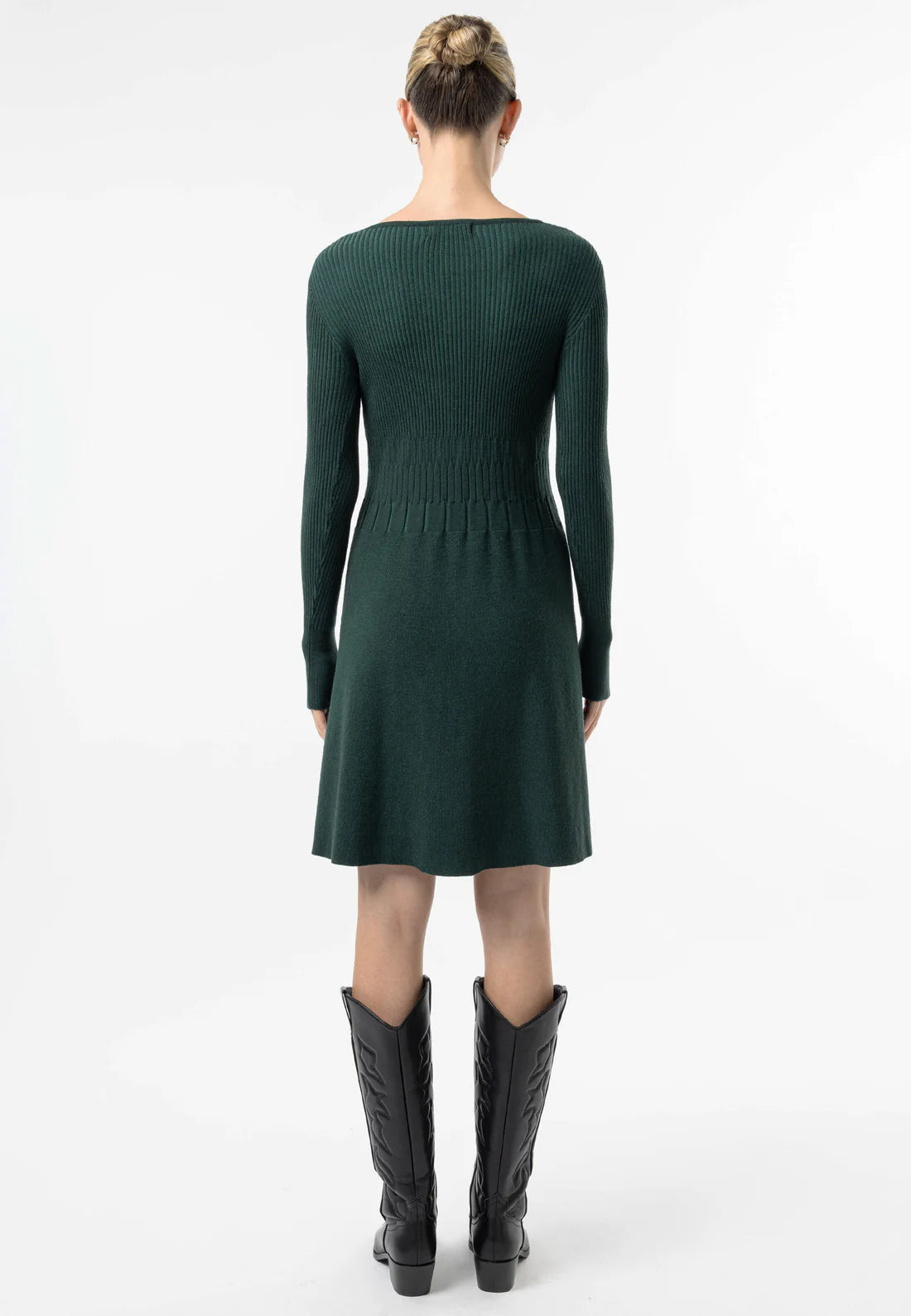 Angeleye - Square Neck A-Line Mini Dress in Emerald Green