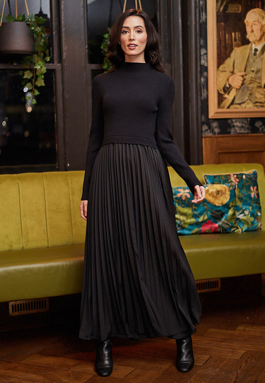 Angeleye – Brompton Sweater & Pleated Skirt One‑Piece, Black