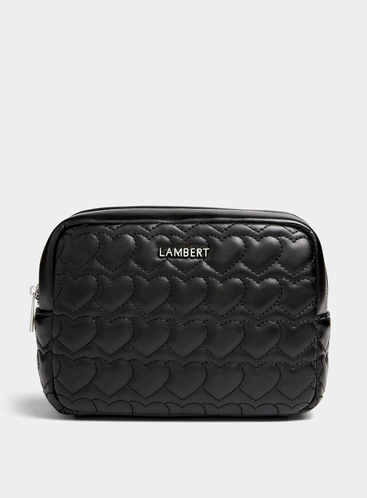 Lambert - The Rosie Black Quilted Vegan Leather Toiletry Bag