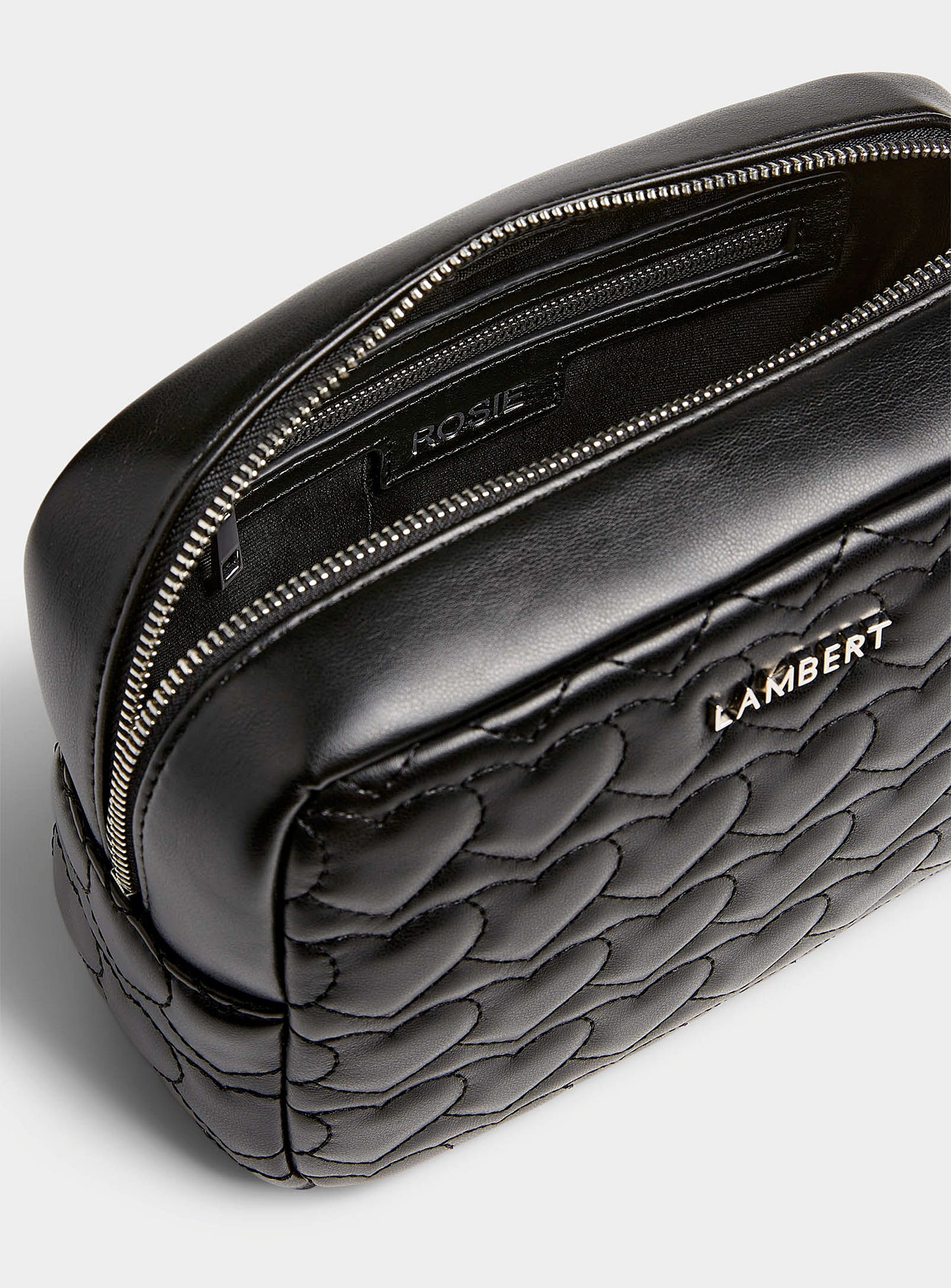 Lambert - The Rosie Black Quilted Vegan Leather Toiletry Bag