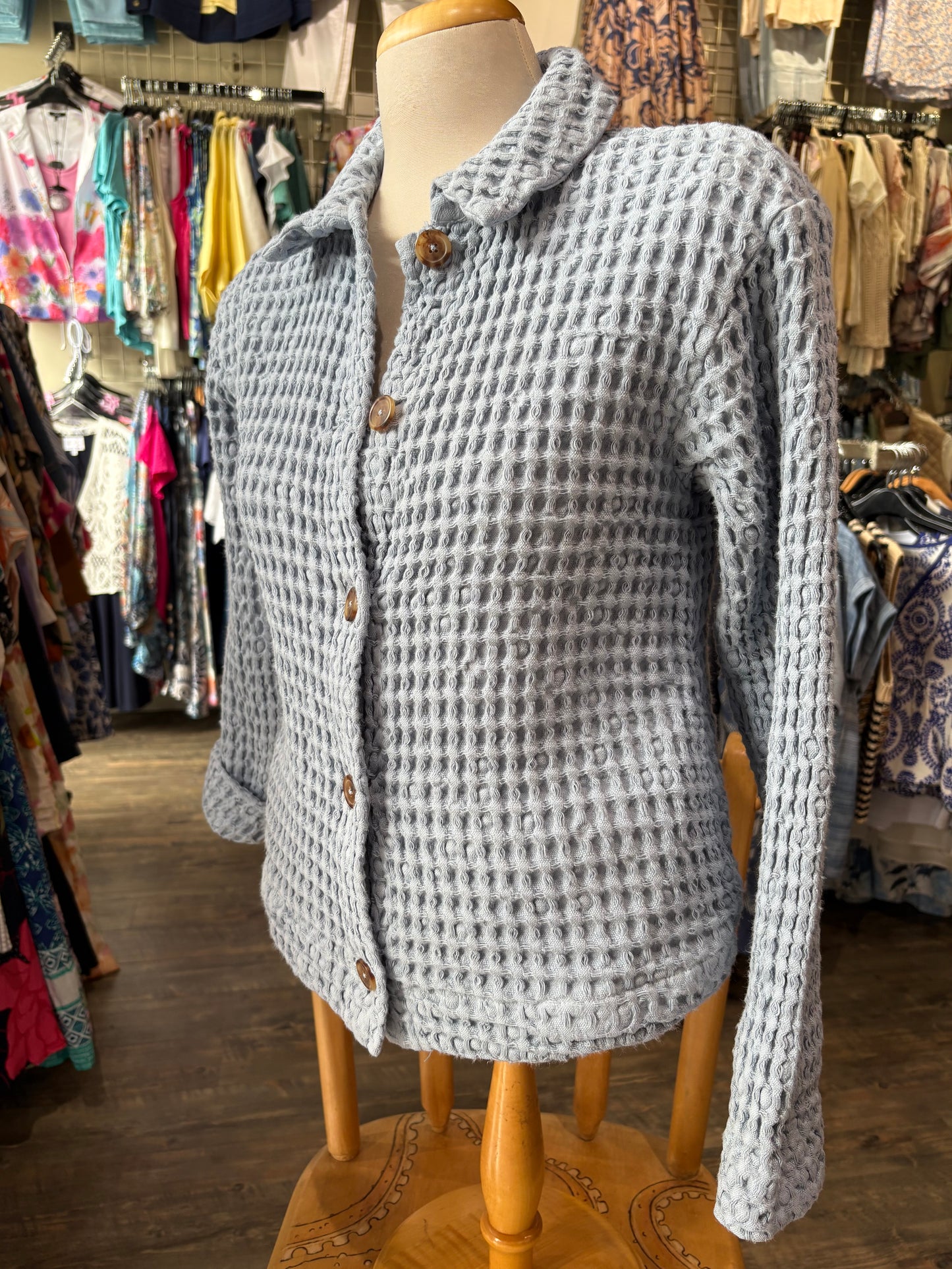 Mododoc – Long Sleeve Waffle Knit Jacket (Frost)