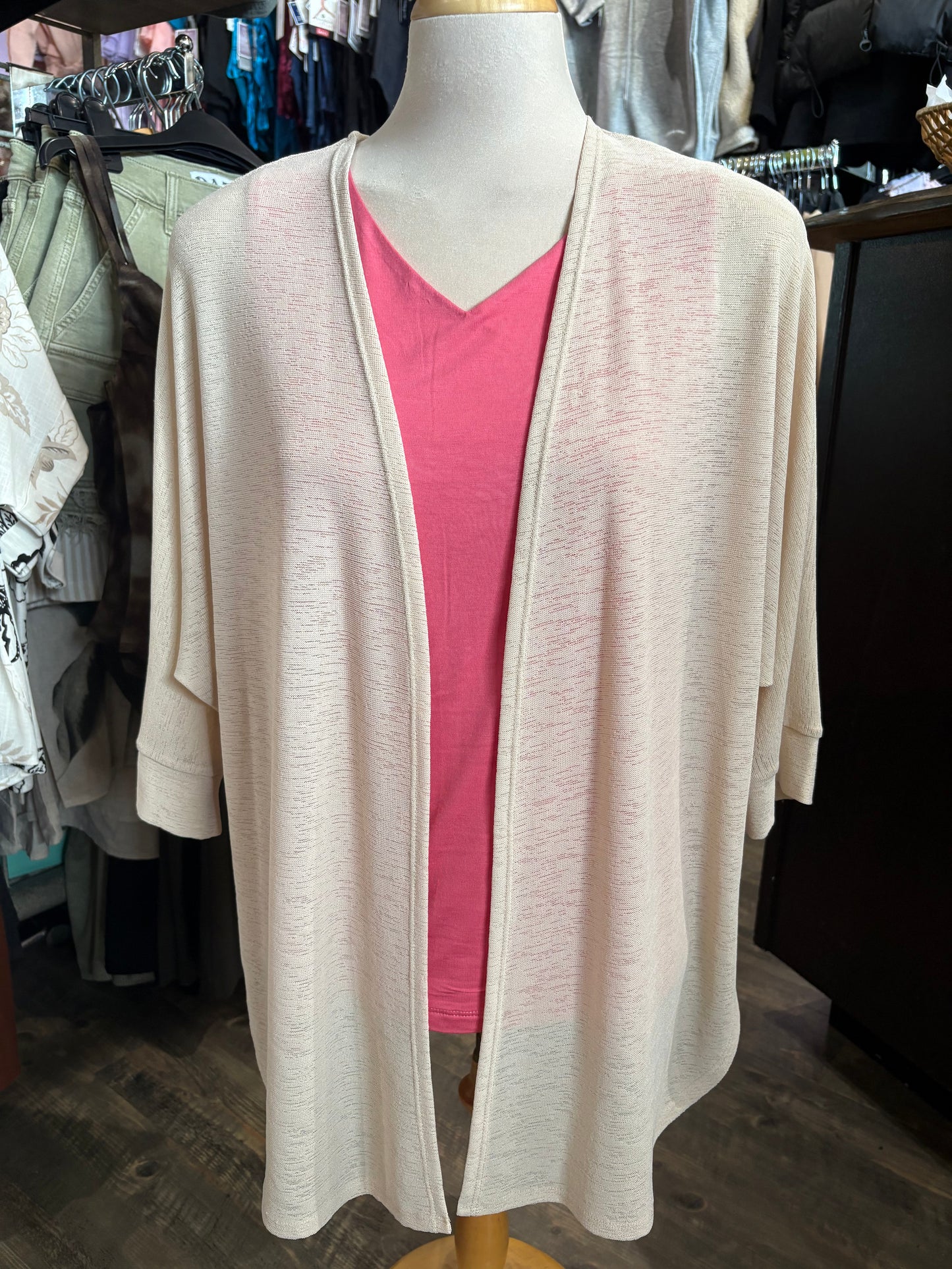 Bali – Half Sleeve Cardigan (Beige) - Gayle's Fashions