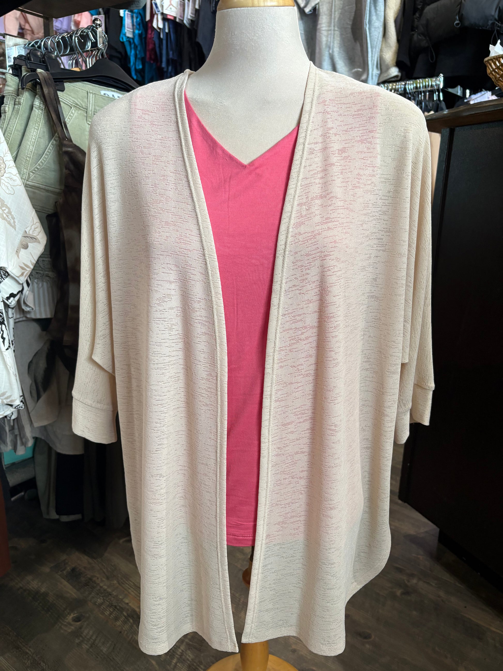 Bali – Half Sleeve Cardigan (Beige) - Gayle's Fashions