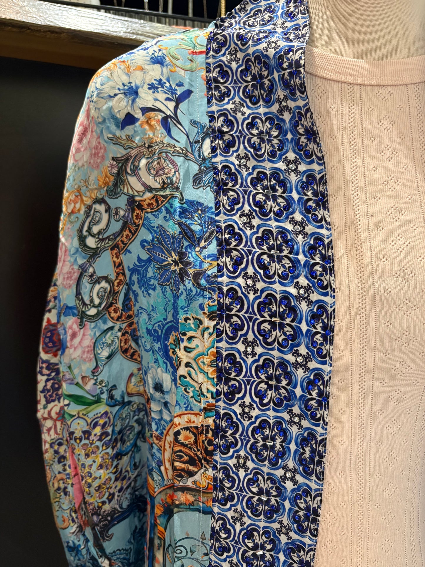 Angeleye – Blue Print Kimono with Rhinestone Details - Gayle's Fashions