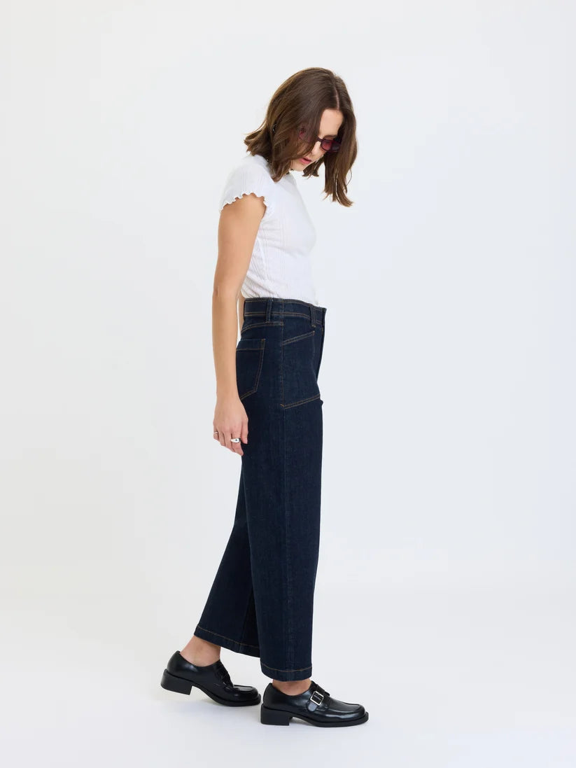 Daze - Valley Girl Wide Leg Ankle in Rinse
