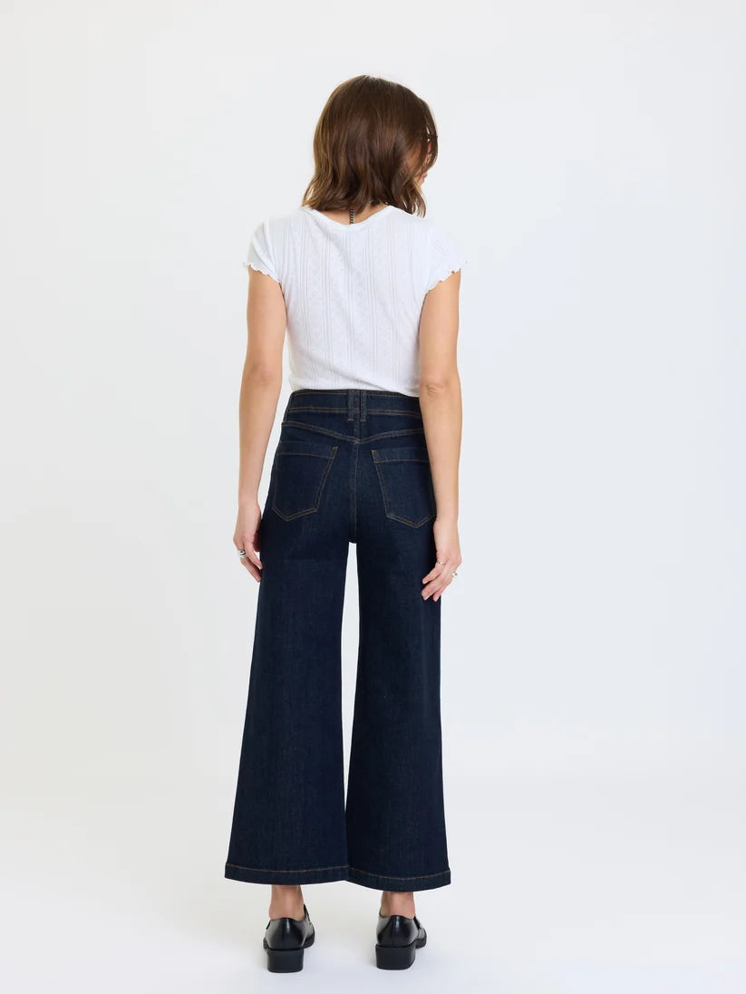 Daze - Valley Girl Wide Leg Ankle in Rinse