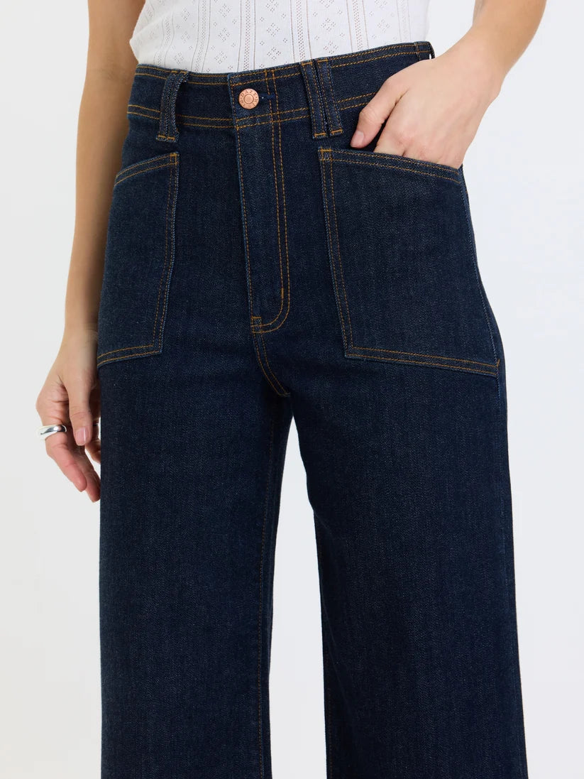 Daze - Valley Girl Wide Leg Ankle in Rinse