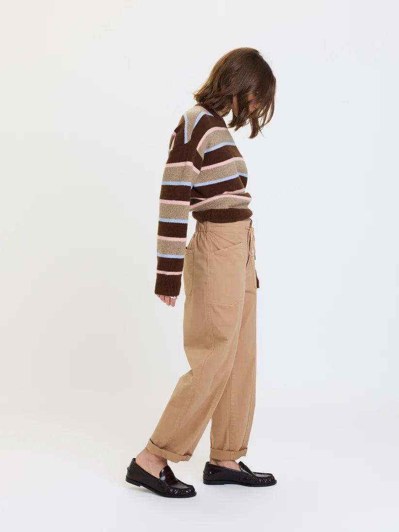 Daze - Villa Drawstring Barrel Leg Pant in Latte