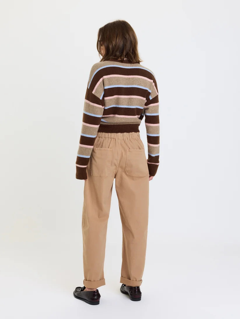 Daze - Villa Drawstring Barrel Leg Pant in Latte
