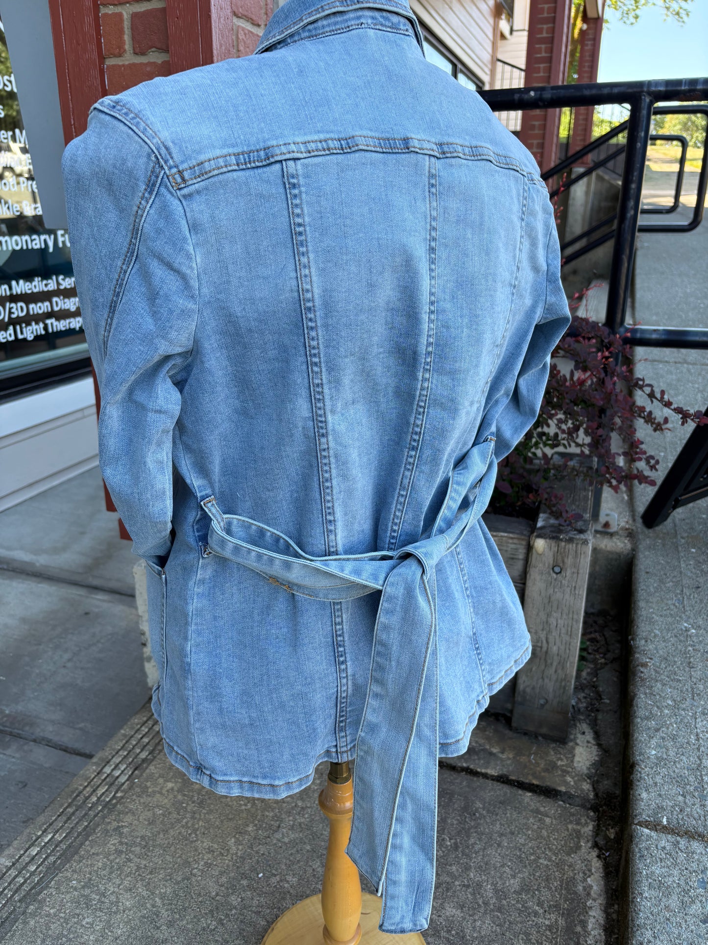 Orly – Denim Jacket with Belt (Faded Blue)